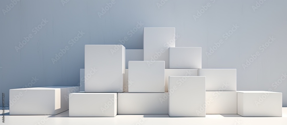 Minimal modern product presentation with abstract white cobblestone blocks in a 3D rendered background. Minimal modern product presentation with abstract white cobblestone blocks in a 3D rendered background.