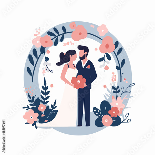 Obraz na płótnie Wedding illustration. Vector. Valentine's concept. Romantic background. Generative AI illustration. w salonie