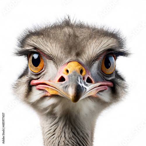 portrait of a ostrich isolated on white background