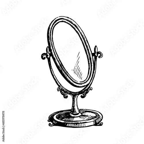 Beauty sketch background. Vintage hand drawn vector illustration of cosmetic