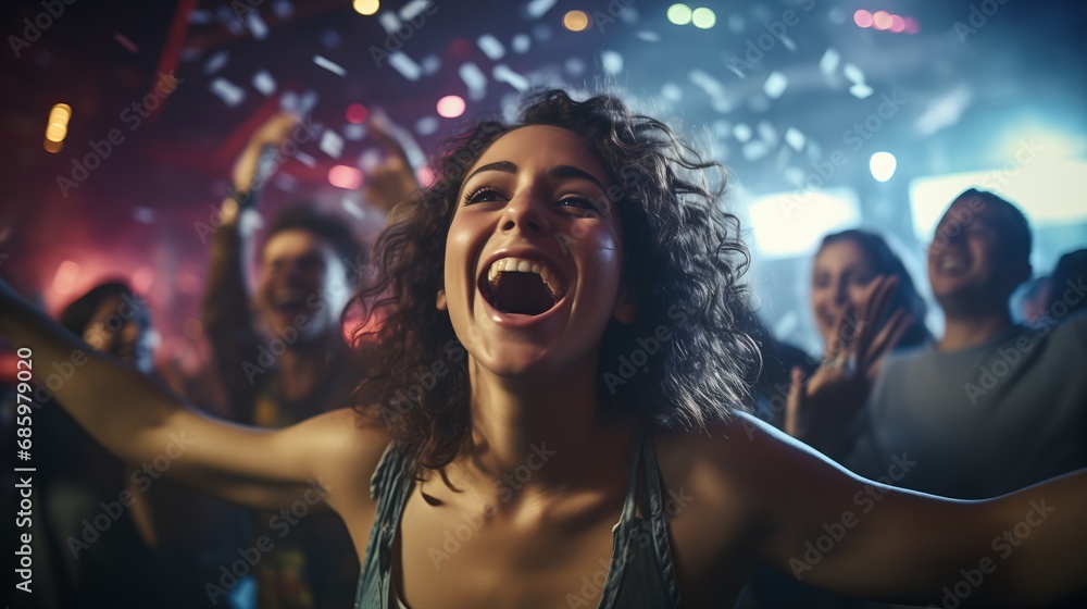 Enjoying amazing party. Group of beautiful young people dancing in the night club.friends partying in a club and moving to the music. Enjoying amazing party. Group of beautiful young people dancing in the night club.friends partying in a club and moving to the music.