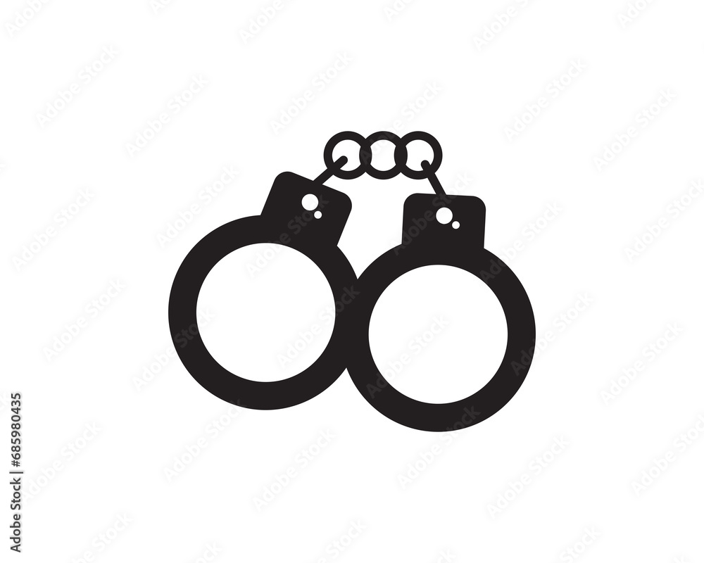 Handcuffs crime icon vector design symbol illustration Handcuffs crime icon vector design symbol illustration