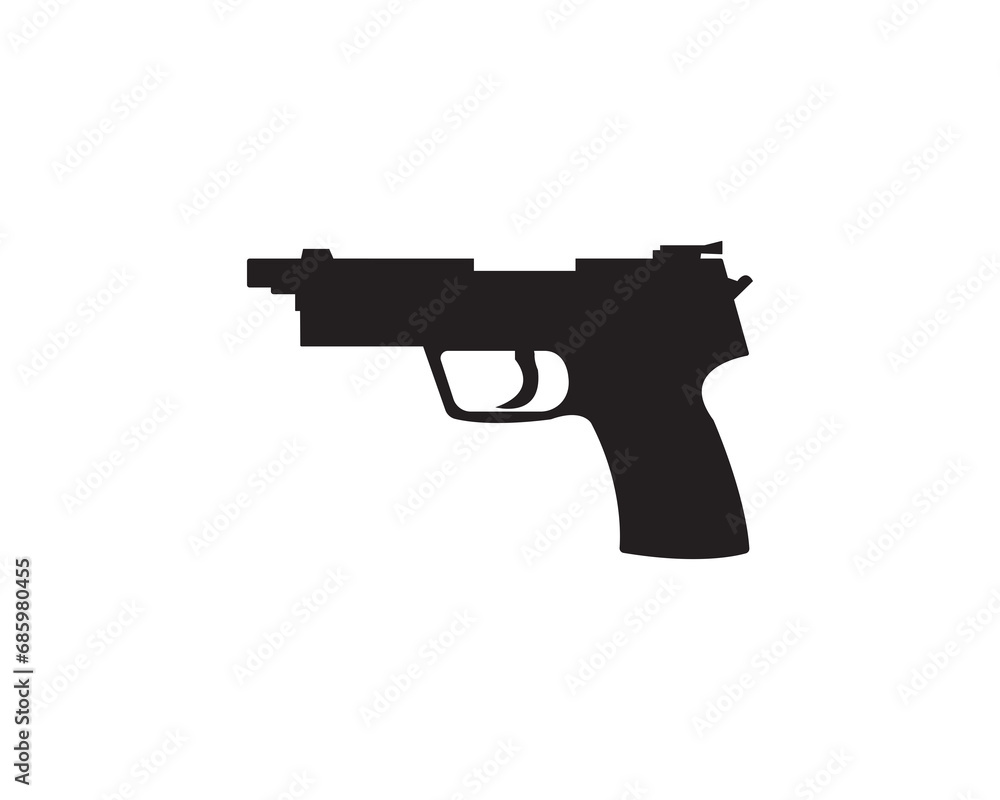 Gun handgun protection icon vector symbol design illustration