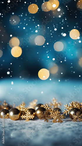 Christmas, New Year winter golden lights festive bokeh sparkling background