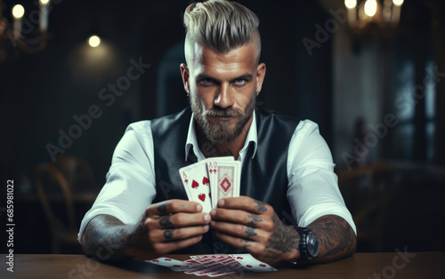 Man playing blackjack