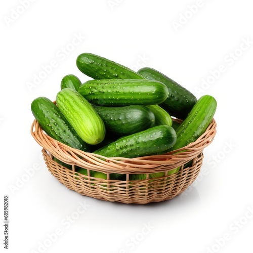 cucumber in a basket isolated on white background