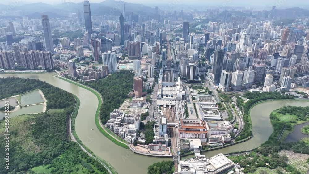 Tung North Sheung Shui Fanling New Territories Areas near Shenzhen and Lo Wu Hong Kong, Northern Metropolis Development in Lok Ma Chau, Man Kam To and San Tin, A land for future housing, Aerial drone Tung North Sheung Shui Fanling New Territories Areas near Shenzhen and Lo Wu Hong Kong, Northern Metropolis Development in Lok Ma Chau, Man Kam To and San Tin, A land for future housing, Aerial drone