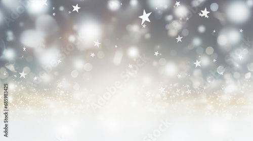 abstract blur white and silver background with star glittering light christmas sparkling background