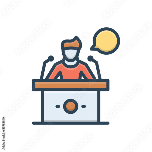Color illustration icon for speaking 
