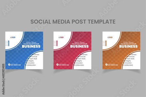 Modern Abstract shapes business social media post template set  (ID: 685985488)