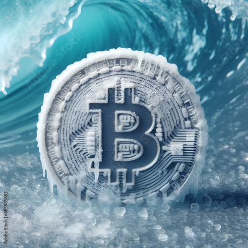 Wallpaper Mural frozen bitcoin.Generative AI Torontodigital.ca
