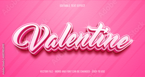 Editable text effect valentine's day theme, feminine text style