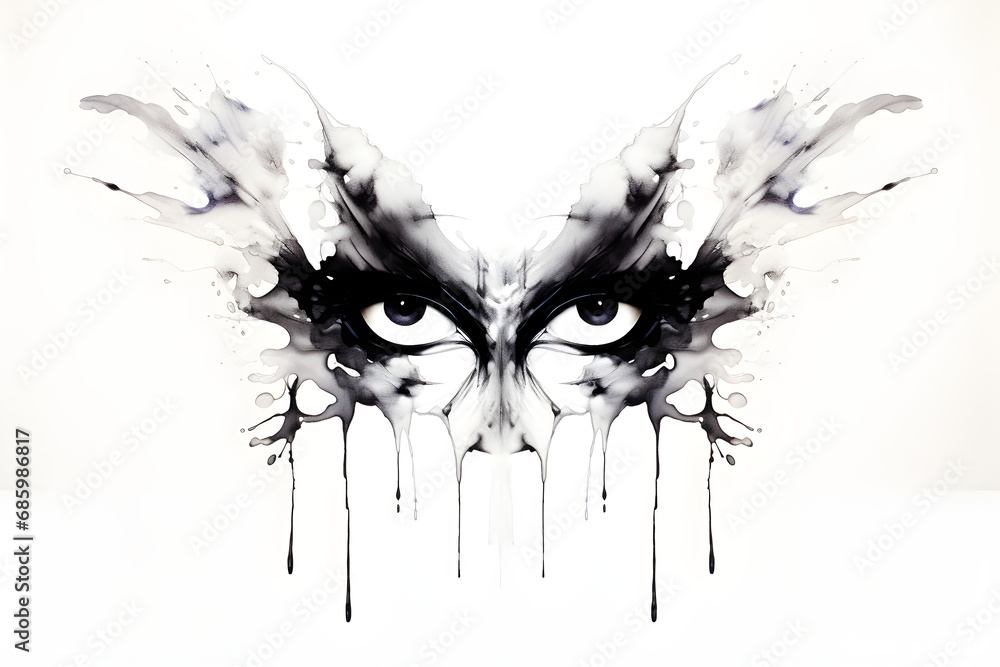 Naklejka premium abstract black ink eye Rorschach test