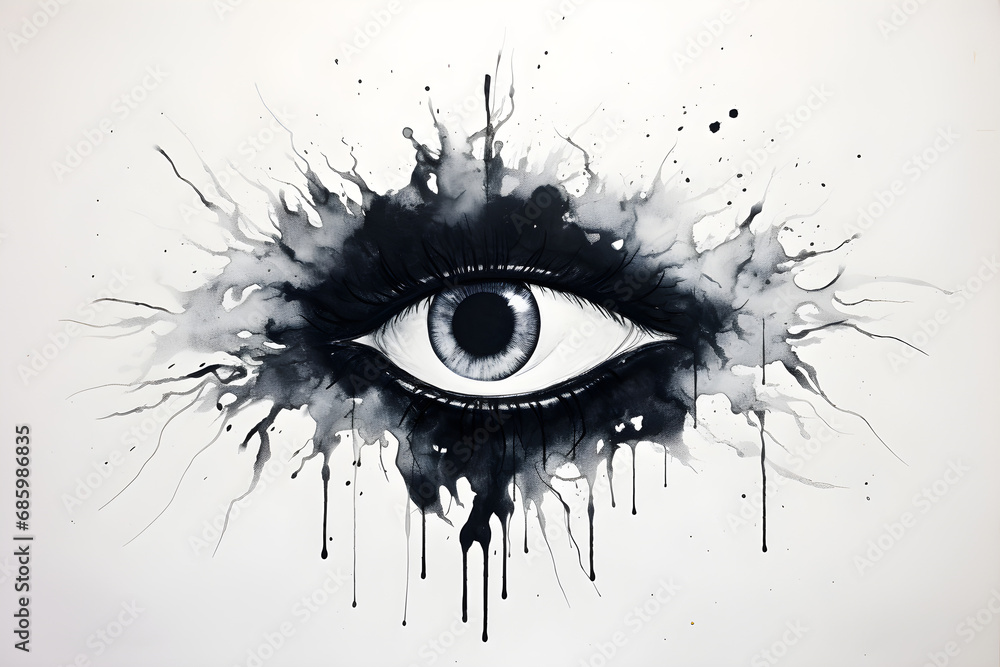 abstract black ink eye Rorschach test
