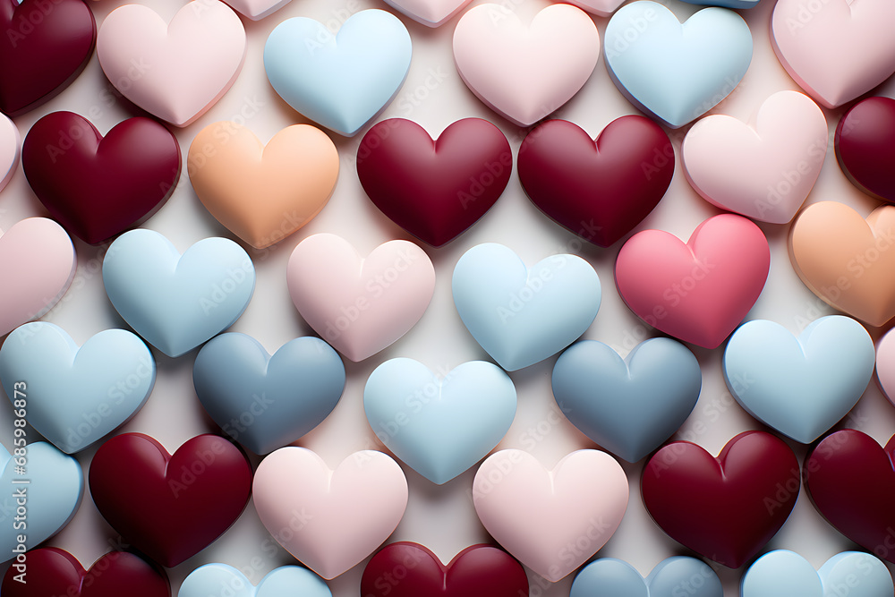 Valentine's day background. Romantic background. Heart shaped tablets.