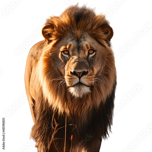 Lion standing isolated on a white background  cutout PNG file.