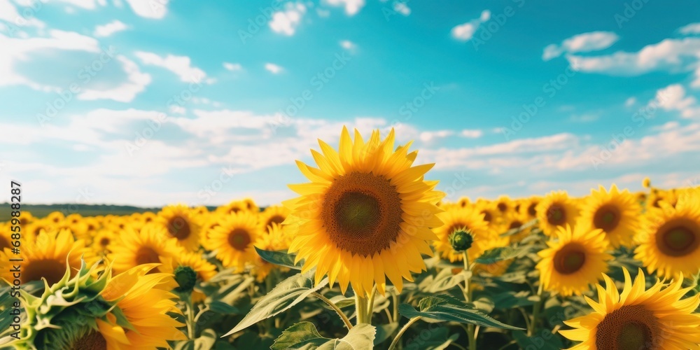 Fototapeta premium sunflower in a field in the sunlight.generative ai