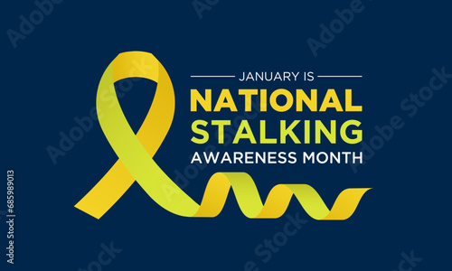 National stalking awareness month is observed every year in january.  Vector template for banner, greeting card, poster with background. Vector illustration.
