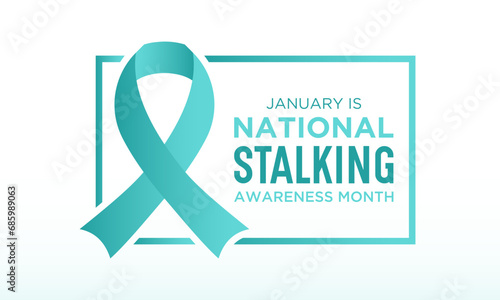 National stalking awareness month is observed every year in january.  Vector template for banner, greeting card, poster with background. Vector illustration.