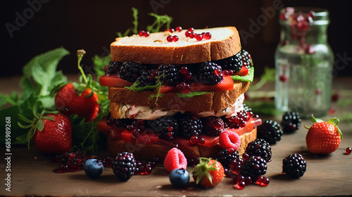 vegetarian sandwich and fresh berries