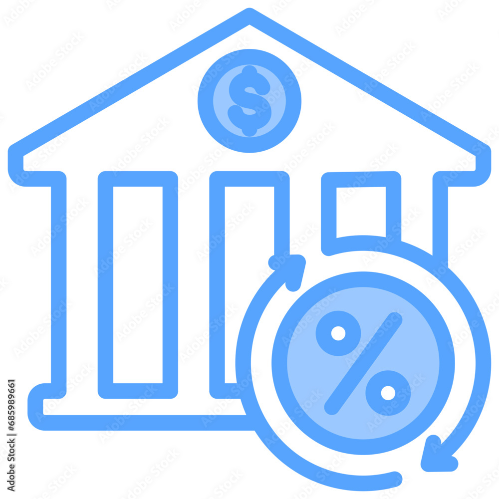 Bank Interest Blue Icon Bank Interest Blue Icon