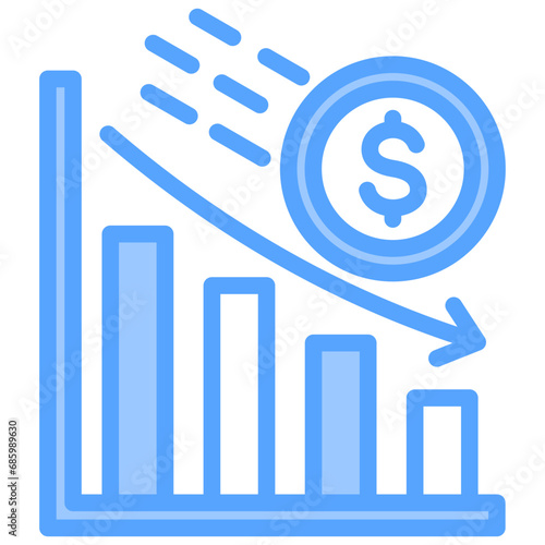 Economic Crisis Blue Icon