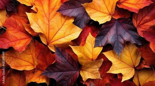 Autumns Palette Vibrant Fall Leaves Texture. Generative AI