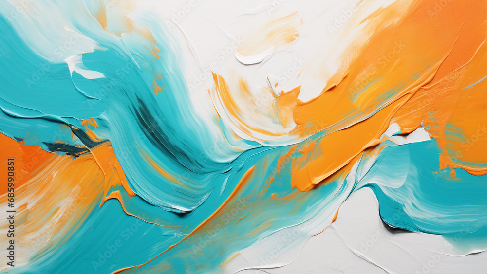 Turquoise and Terracotta Harmony Abstract Brush Strokes