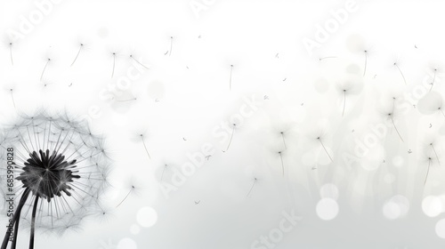 Dandelion Whispers Ethereal Buds in Flight. Generative AI