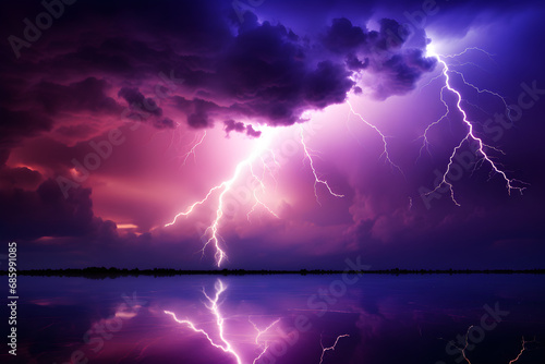 beautiful abstract pink lightning storm landscape background