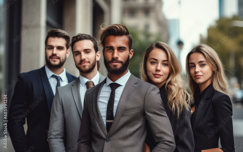 A group of modern elegant work professionals in a sophisticated corporate setting A group of modern elegant work professionals in a sophisticated corporate setting