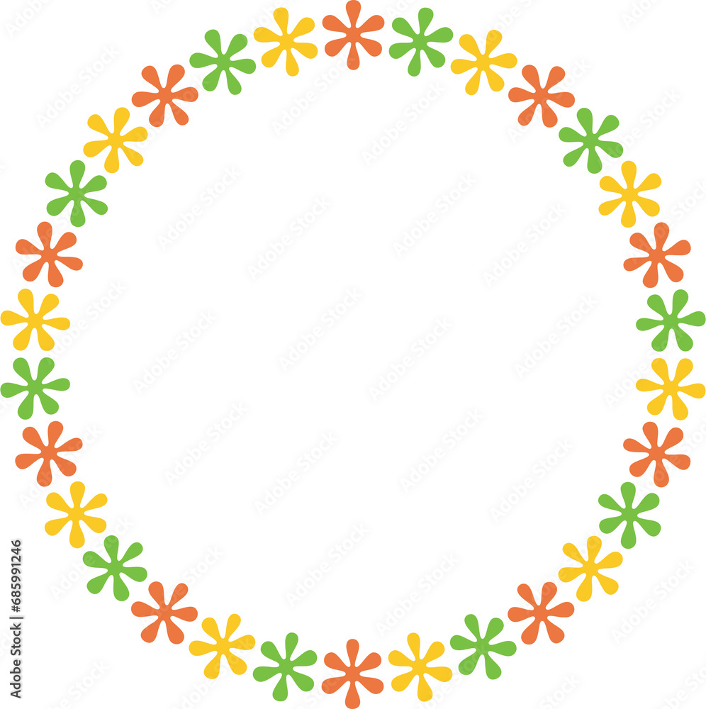cute flora circle frame transparent background