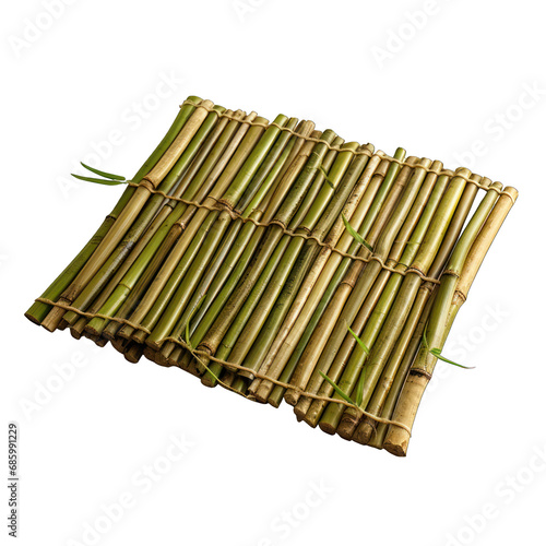Green Bamboo Mat Isolated on Transparent or White Background  PNG