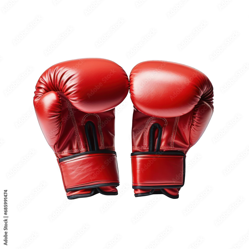 Red Boxing Gloves Isolated on Transparent or White Background, PNG