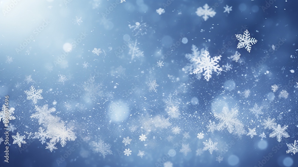 abstract winter background with snowflakes Christmas in blue background