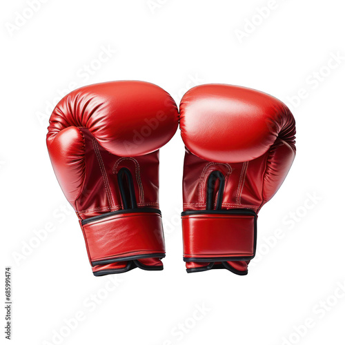 Red Boxing Gloves Isolated on Transparent or White Background, PNG © Bob