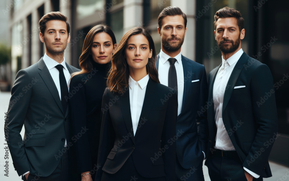 A group of modern elegant work professionals in a sophisticated corporate setting A group of modern elegant work professionals in a sophisticated corporate setting