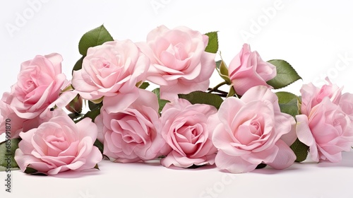 Rose Bouquet Elegance Pink Roses Isolated on White. Generative AI