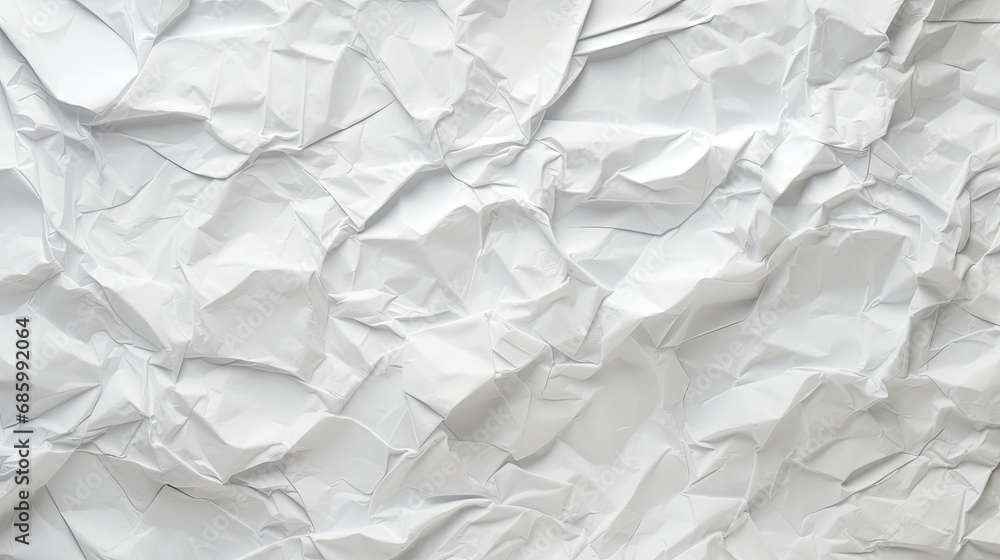 Fototapeta premium Textured Poster Canvas White Crumpled Paper. Generative AI