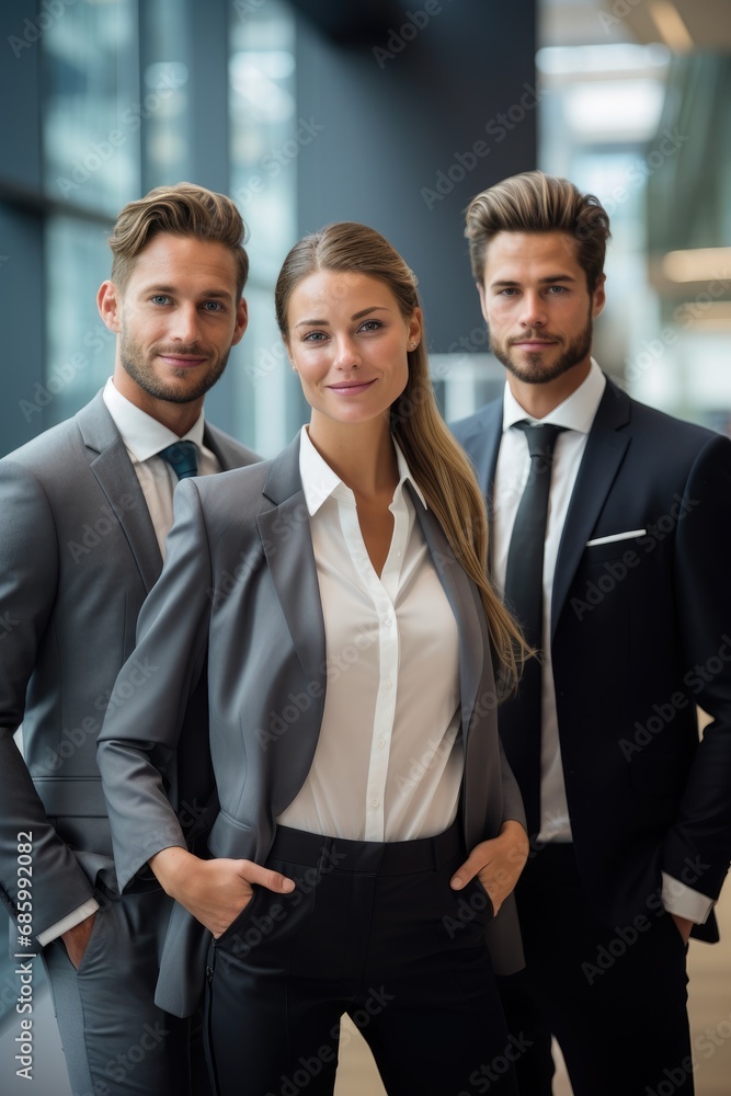 A group of modern elegant work professionals in a sophisticated corporate setting A group of modern elegant work professionals in a sophisticated corporate setting