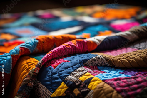 Colorful Patchwork Quilt Close-up