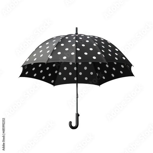 Black Umbrella with White Polka Dots Isolated on Transparent or White Background, PNG