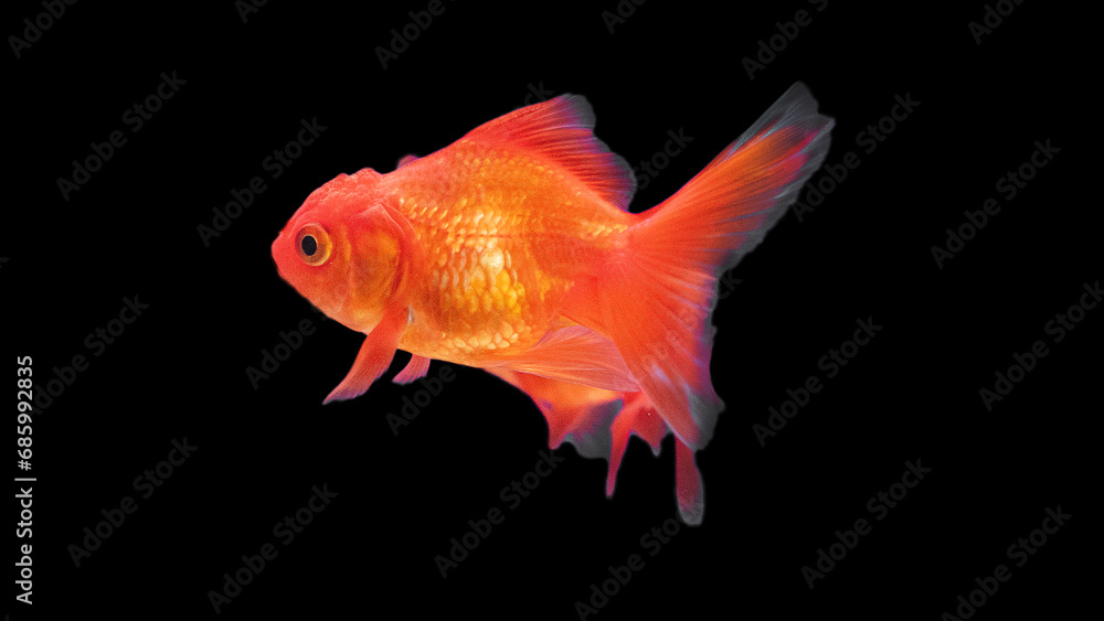 gold fish isolated on black background