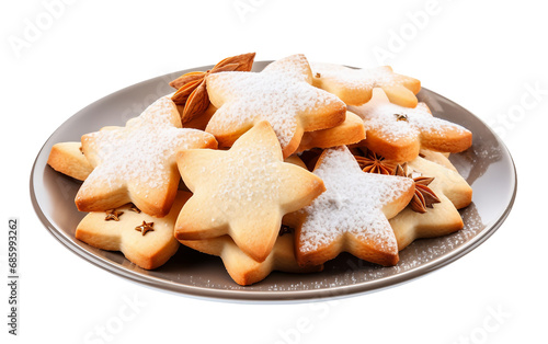 Festive Sugar Cookies on a Plate on Transparent Background