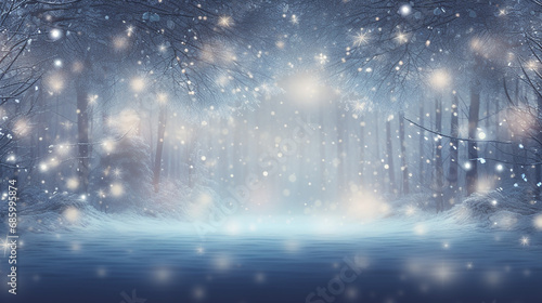 winter light background with sparkle at night