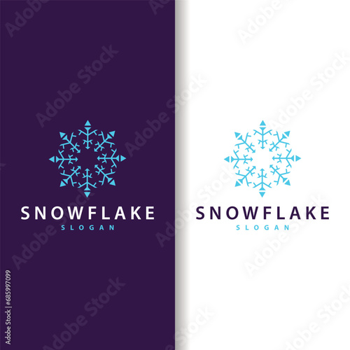 Snowflake Logo, Winter Season Design Frozen Ice Simple Model for Products and Technology