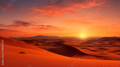 Sunset in the Desert. Generative Ai