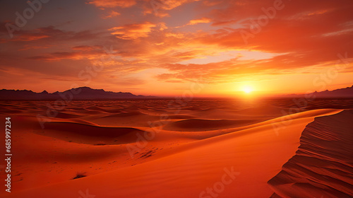 Sunset in the Desert. Generative Ai