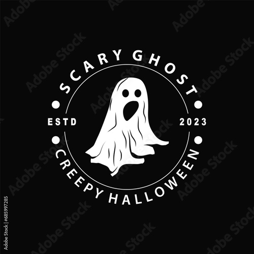 Spooky Fly Ghost Logo Simple Minimalist Vintage Scary Halloween Design photo