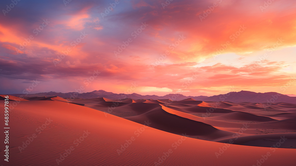 Sunset in the Desert. Generative Ai